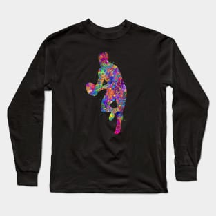 Rugby player watercolor art Long Sleeve T-Shirt